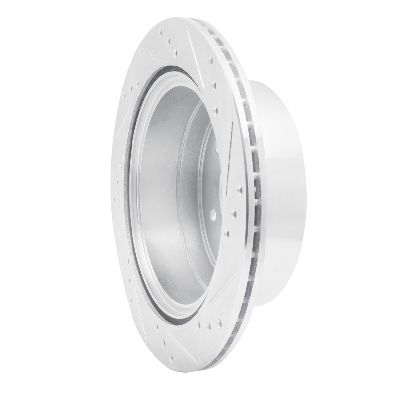 Mitsubishi Montero Brake Rotor (1) - Rear Left - R1 Concepts - Drilled & Slotted - Silver - `15-`17